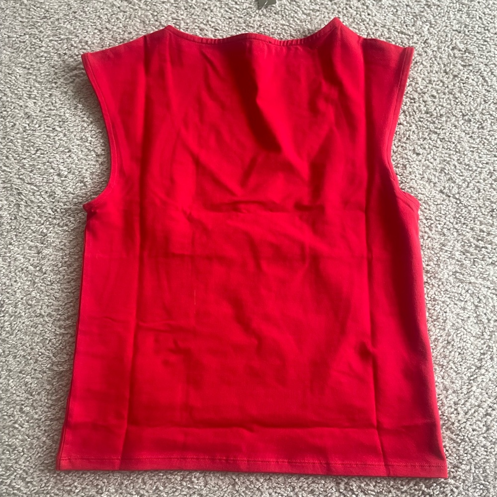 NWT J. Crew Cotton Red Cap Sleeve Tank Top - Picture 5 of 6